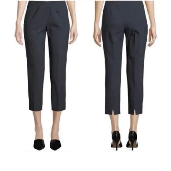 Piazza Sempione Audrey Straight-Leg Cropped Wool Navy Pants IT 50; US XL EUC - Picture 1 of 8
